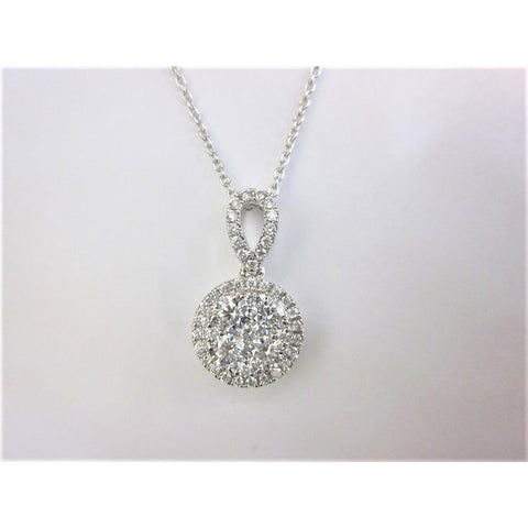 White Gold 14K Pendant Necklace With Chain 2 Carats Round Cut Pendant