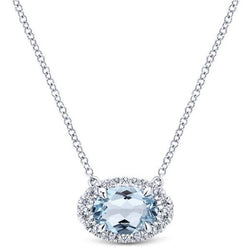 Natural Aquamarine Pendant 11.75ct - White Gold 14K