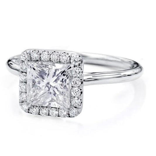 White Gold 14K Princess And Round Cut 2.90 Carats Diamonds Ring Ring