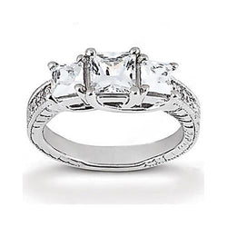 Princess Cut 2.43 Carats Diamond 3 Stone Engagement Ring White Gold