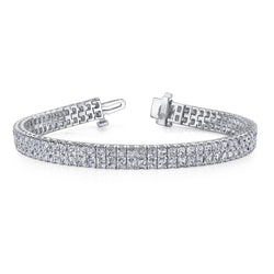Real  White Gold 14K Princess Cut 20.10 Carats Sparkling Diamonds Bracelet
