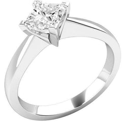 White Gold Princess Cut Solitaire 2 Carat Diamond Engagement Ring