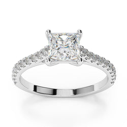 Princess Cut With Round Diamonds Ring 2.25 Carats With Accents