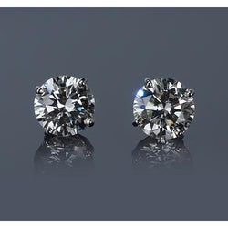 White Gold 14K Prong Round Diamond Stud Earring G Si1 2 Carats