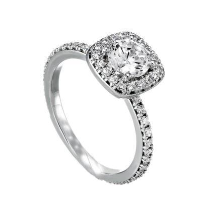 White Gold 14K Prong Set 1.90 Carats Diamonds Wedding Ring 14K Halo Halo Ring