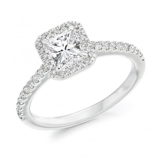 White Gold 14K Prong Set 2.50 Carats Diamonds Engagement Ring Halo New Halo Ring