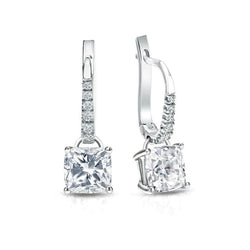 White Gold 14K 3.50 Carats Diamonds Dangle Earrings New