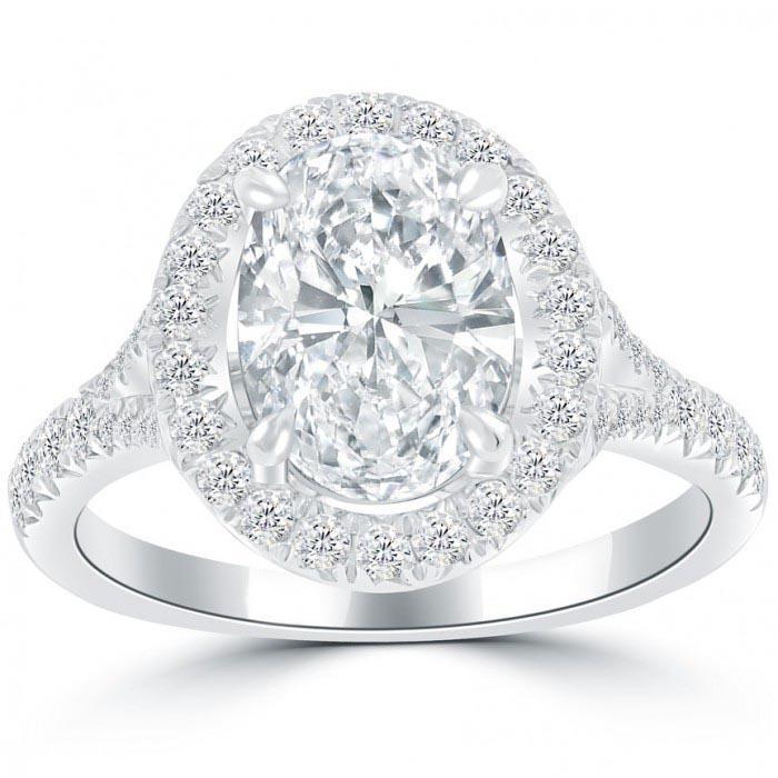 White Gold 14K Prong Set 3.60 Carats Diamonds Halo Engagement Ring New Halo Ring