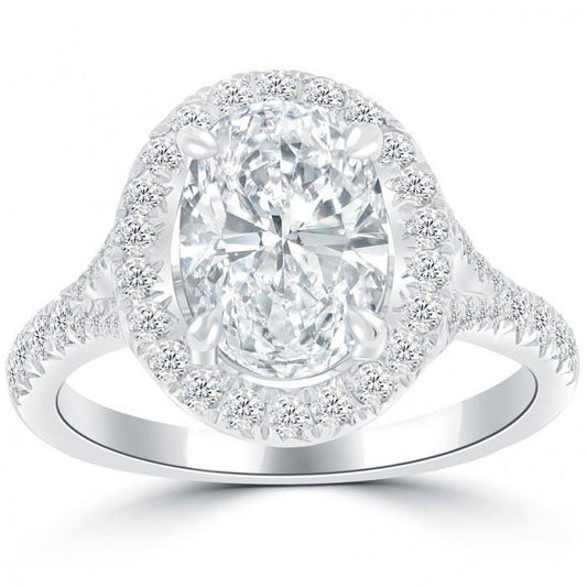 White Gold 14K Prong Set 3.60 Carats Diamonds Halo Engagement Ring New Halo Ring