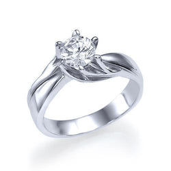 White Gold 14K Solitaire Sparkling 1.50 Carats Diamond Ring