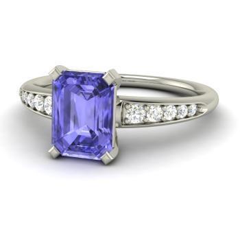 White Gold New Stylish  Prong Set Tanzanite And Diamonds   Ring Gemstone Ring