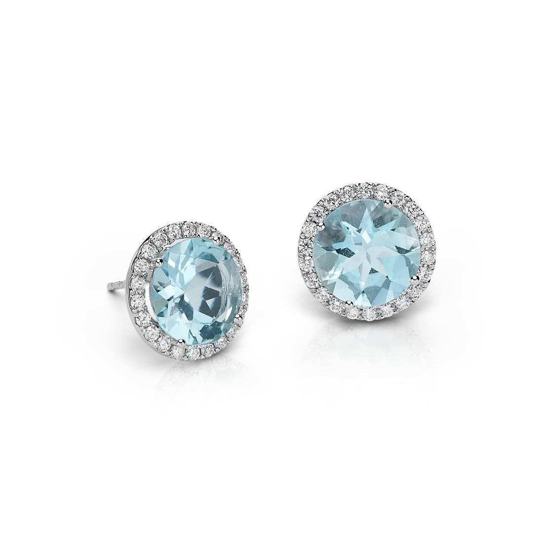  White Gold  Fancy Engagement  Aquamarine With Diamond Studs Earring Media 1 of 1