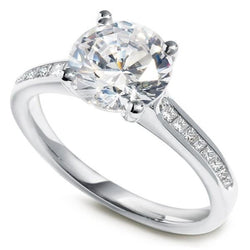 Round & Princess Women Natural Earth Mined Diamond Ring 3.30 Carats White Gold 14K