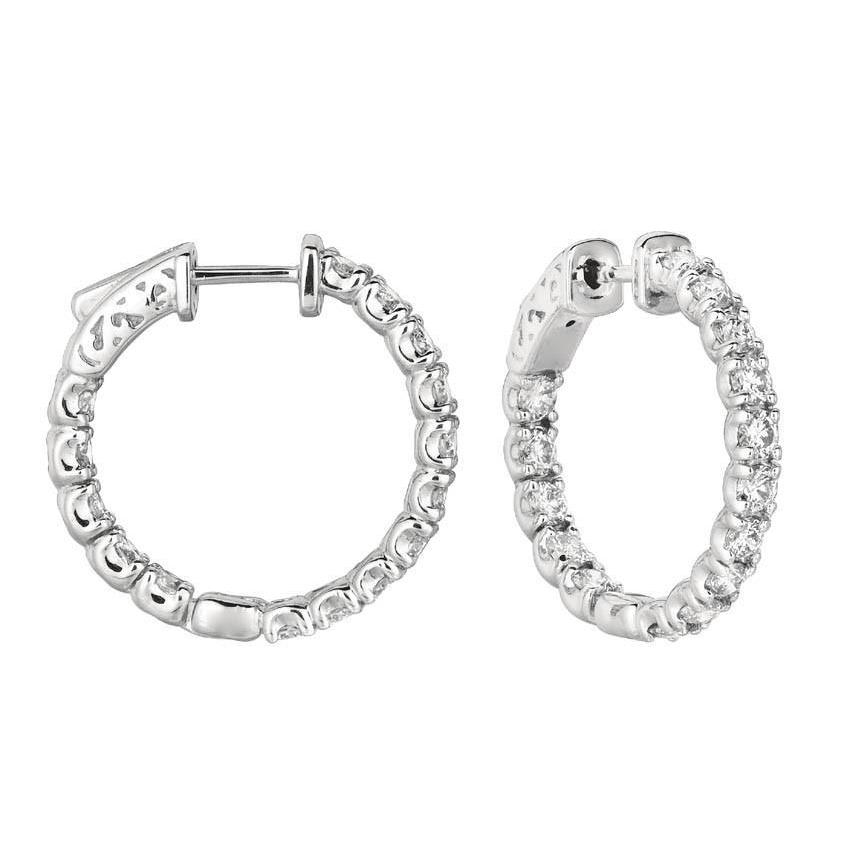 White Gold 14K Round Brilliant 3 Carat Diamond Hoop Pair Women Earring Hoop Earrings