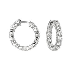 Round Brilliant 4 Carat Diamond Earring 20 Pointer Hoop Jewelry WG 14K