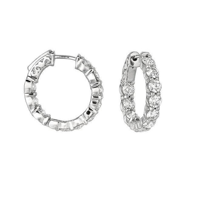 White Gold 14K Round Brilliant 4 Carat Diamond 20 Pointer Hoop Earring Jewelry Hoop Earrings