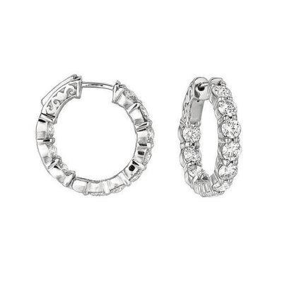 White Gold 14K Round Brilliant 4 Carat Diamond 20 Pointer Hoop Earring Jewelry Hoop Earrings