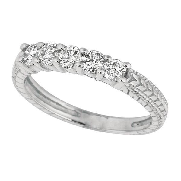 White Gold 14K Round Brilliant Diamond 0.50 Carat Diamond 5 Stones Ring Band New Half Eternity Band