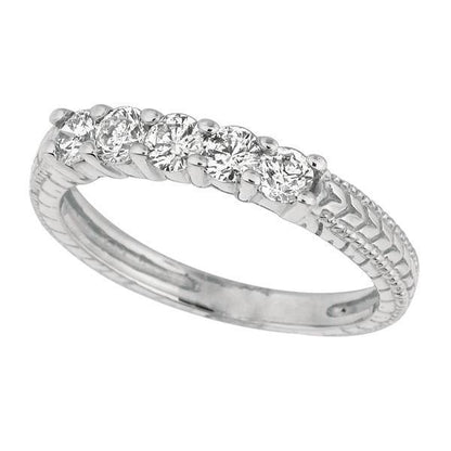 White Gold 14K Round Brilliant Diamond 0.50 Carat Diamond 5 Stones Ring Band New Half Eternity Band
