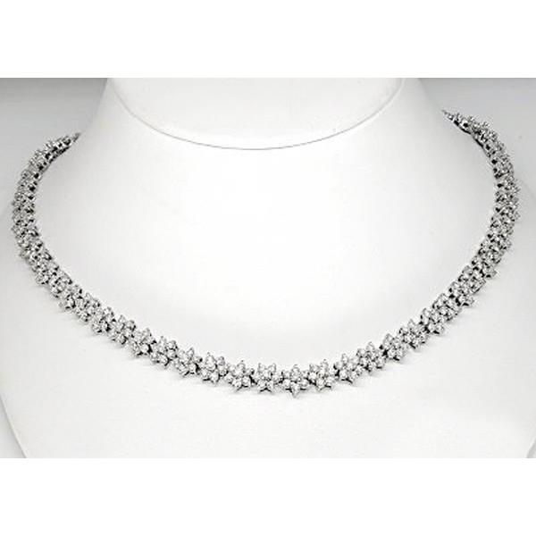 White Gold 14K Round Cut 15 Carats Diamonds Women Necklace Necklace