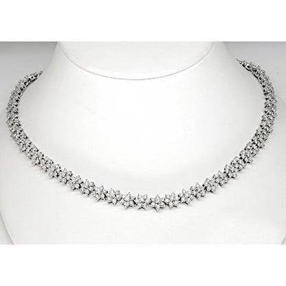 White Gold 14K Round Cut 15 Carats Diamonds Women Necklace Necklace