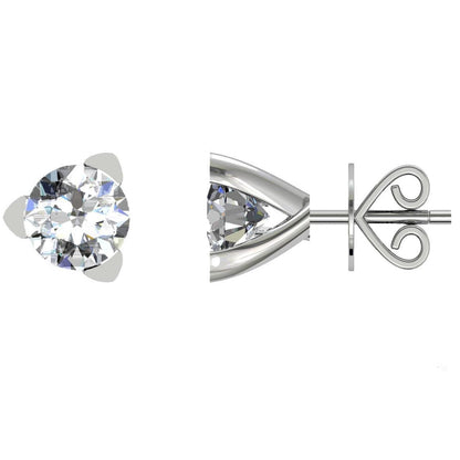natural round diamond 2.50ct earring front view