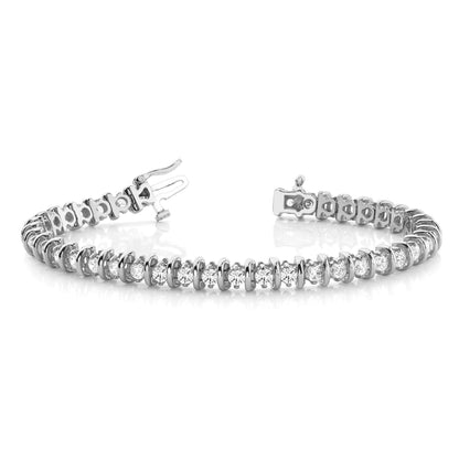 White Gold 14K Round Cut 3.60 Carats Sparkling Diamonds Bracelet Tennis Bracelet