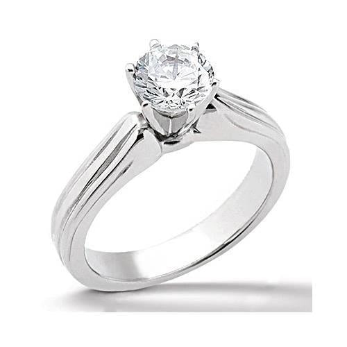 White Gold Round Cut Diamond Engagement Ring Solitaire Ring