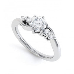 Real  Round Five Stone Diamonds Engagement Ring 1.85 Carats White Gold 14K
