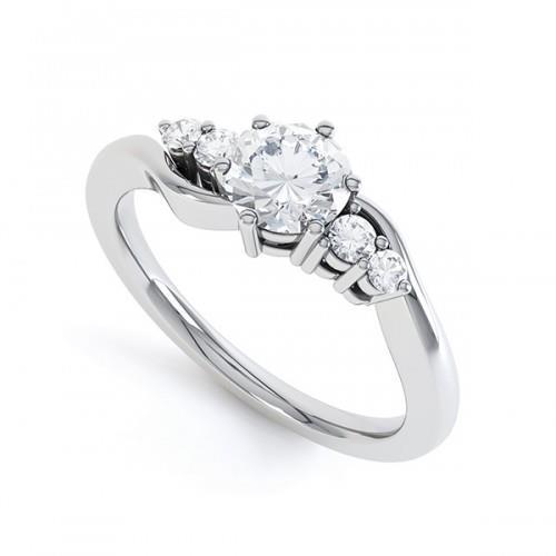 White Gold 14K Round Cut Five Stone 1.85 Carats Diamonds Engagement Ring Engagement Ring