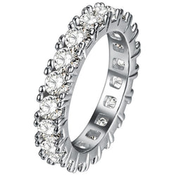 Round Diamond Engagement Ring Eternity Band 3 Carat WG 14K