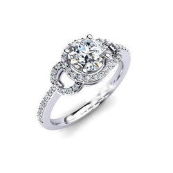 Natural  Round Solitaire Halo Diamond Ring With Accent 2.39 Ct. White Gold 14K