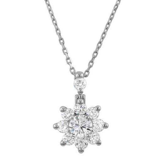White Gold 14K Round Cut Sparkling 3.95 Carat Diamonds Pendant Necklace Pendant