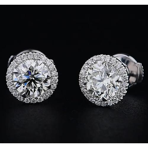 White Gold  New High Quality Wedding  Studs Halo Earrings  Diamond 