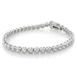 Real  White Gold 14K Round Diamond Tennis Bracelet Women Jewelry 12 Ct