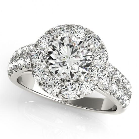 White Gold 14K Round Diamonds 1.75 Carats Engagement Fancy Ring Halo New Halo Ring