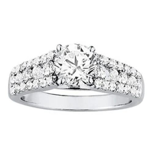New Unique Lady’s Solitaire Ring with Accents White Gold Diamond  