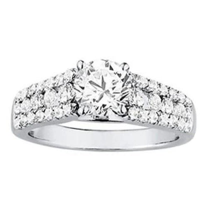 New Unique Lady’s Solitaire Ring with Accents White Gold Diamond  