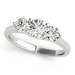 Round Diamond Three Stone Engagement Ring 2 Carat White Gold 14K