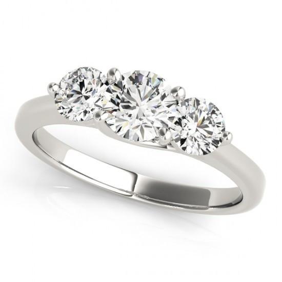 White Gold 14K Round Diamonds Three Stone Engagement Ring Three Stone Ring