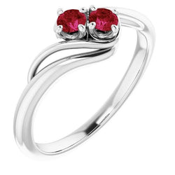 White Gold 14K Round Ruby Bypass Setting Ring 1.60 Carats