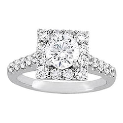 Natural  Round Diamond Ring Halo With Accents 1.75 Carats White Gold 14K