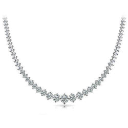 White Gold 14K Small Round Cut  24 Ct Diamonds Ladies Necklace