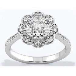Solitaire Accent 3.25 Carats Real Natural Earth Mined Diamonds Wedding Ring White Gold 14K