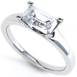 White Gold Solitaire Emerald Cut 1.50 Carat Diamond Engagement Ring