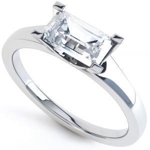 White Gold 14K Solitaire Emerald Cut 1.50 Carat Diamond Engagement Ring Solitaire Ring