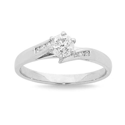 New Antique Design Brilliant Sparkling Solitaire Ring with Accents White Gold Diamond  