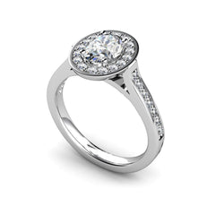 Natural  Diamonds Halo Engagement Ring 1.75 Carats White Gold 14K