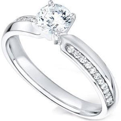 White Gold 14K Solitaire With Accent Natural Earth Mined Diamonds Ring 2.40 Carats New