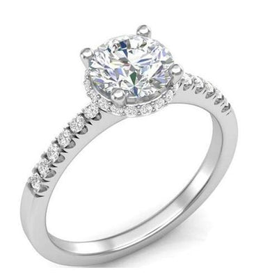 Amazing Round Solitaire Ring with Accents White Gold Diamond  